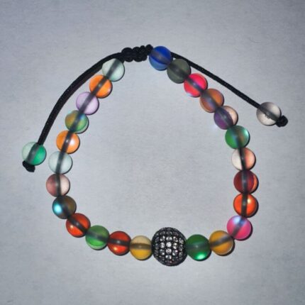 pulsera con dije bola con incrustaciones de zirkonia