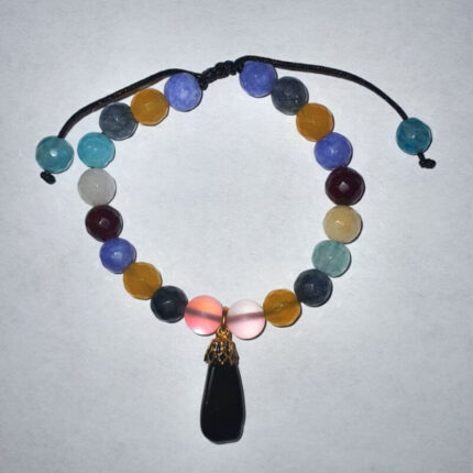 pulsera con dije obsidiana negra