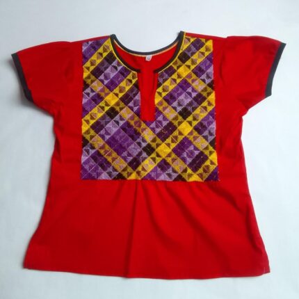 blusa roja bordado de cadenilla