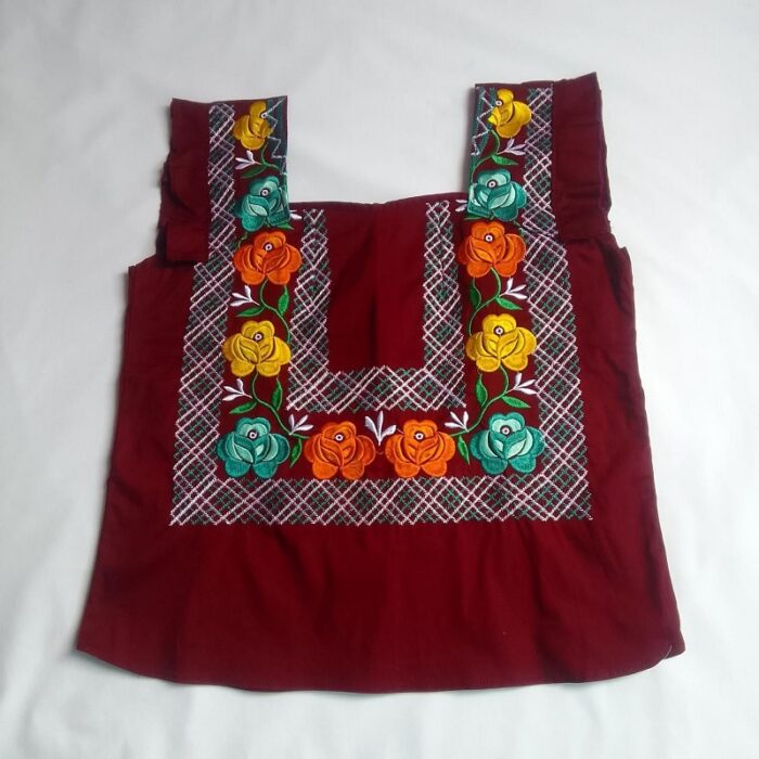 blusa vino bordado de flores