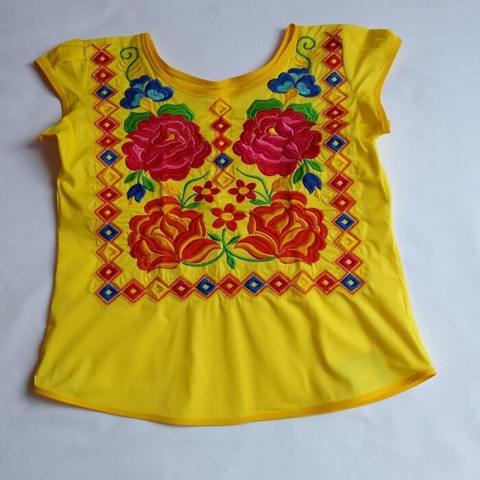blusa amarilla bordado de flores